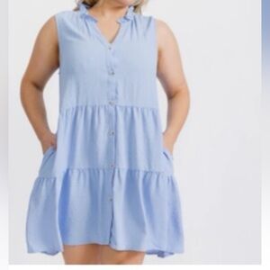 Sleeveless Blue Tiered Dress